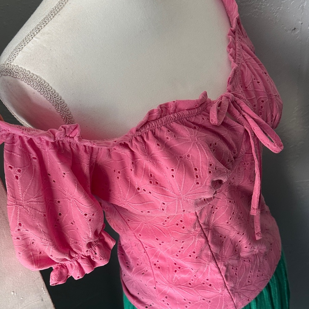 Iris Pink Eyelet Blouse with Tie Front - Picture 6 of 6
